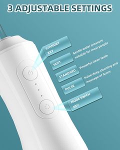 เครื่องทำความสะอาดฟันแบบพกพาไร้สาย พร้อมปั๊มน้ำ 350 มล. กันน้ำระดับ IPX7 4 โหมด - อุปกรณ์เสริมสำหรับดูแลสุขภาพฟัน - Product Image 3