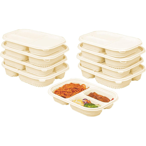Envase de Almidón de Maíz para Llevar, Contenedor Desechable de 2, 3 y 4 Compartimentos para Comida para Llevar de Restaurante, Lonchera Cuadrada de Almidón de Maíz - Product Image 1