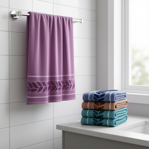 Juego de Toallas de Baño de Algodón, Colores Mezclados, Jacquard Floral, Rectangulares, Toallas Textiles para el Hogar para Adultos - Product Image 2