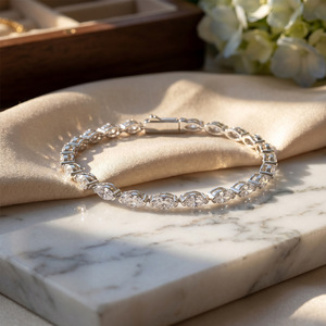 Women's 925 <b>Silver</b> <b>Solid</b> Sterling <b>Silver</b> Moissanite Twist Tennis <b>Bracelet</b> Women Daily Wedding And Gift Jewelry - Product Image 4