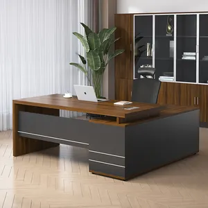 A buon mercato high-end mobili da ufficio di lusso bianco a forma di L espandibile con cassetti CEO management ufficio executive desk