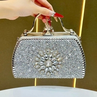 Sac de soirée métallique Miss Unique avec sertissage de diamants, pochette rigide scintillante pour femme avec strass, sac à main de banquet, pochette de bal