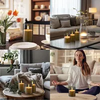 Bougie LED sans flamme en acrylique, lumière blanche chaude, alimentée par piles, pour mariage, fête, décoration de chambre, Noël