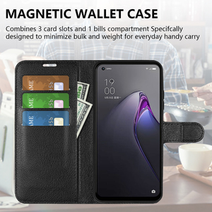 เคสฝาหลังหนัง Pu แบบกระเป๋าสตางค์,สำหรับ <span class=keywords><strong>Oppo</strong></span> Reno 9 <span class=keywords><strong>Pro</strong></span> <span class=keywords><strong>Plus</strong></span> <span class=keywords><strong>Reno8</strong></span> 4 5G Folio Litchi Card - Product Image 5