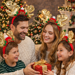 Nouveauté Décorations de Fête <span class=keywords><strong>Noël</strong></span> et Nouvel An Bandeau en PVC Doré avec Bois de Renne Confortable Accessoire Cheveux Festif - Product Image 3