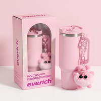 Gobelet isotherme de 40 oz avec poignée, tasse de voyage tendance en acier inoxydable avec décoration chaîne de perles pour la salle de sport, le bureau et l'extérieur