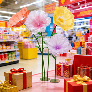 ดอกไม้กระดาษขนาดใหญ่เหมือนจริงจาก DKB Wholesale สำหรับตกแต่งหน้าต่างห้างสรรพสินค้าและงานแต่งงาน ดอกไม้กระดาษย่นขนาดใหญ่ - Product Image 1