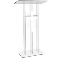 Podiums acryliques pour église Pupitre en plexiglas Chaire transparente avec église chrétienne Croix blanche Style Trinité Assemblage facile