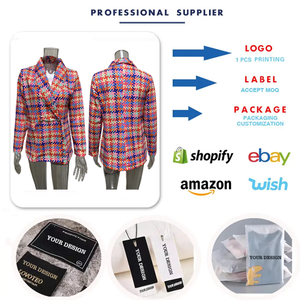 Áo <span class=keywords><strong>Blazer</strong></span> nữ bán chạy, họa tiết ca rô, tay dài, kiểu dáng thường ngày, có túi. - Product Image 2
