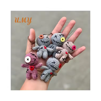Porte-clés en peluche amigurumi fait main pour Halloween, poupée vaudou, jouets en crochet personnalisés en coton écologique