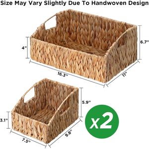 Cesta de Almacenamiento de Ratán Rectangular para Montar en la Pared, Organizador de Oficina Ecológico, Portadocumentos, Cesta Decorativa - Product Image 3