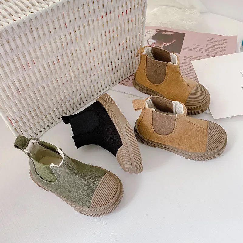 卸売キッズオータムブーツ小売韓国ファッションカジュアルシューズ男の子2021新しいデザイン幼児リトルキャンバス子供用ブーツ