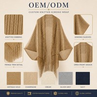 Châle long en maille métallique à franges pour femme, à manches larges et devant ouvert