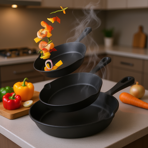 Ensemble de poêles en fonte CJCJ, 3 pièces, 6 pouces, 8 pouces, 10 pouces, antiadhésives, résistantes au four, pour la cuisson et la pâtisserie - Product Image 2