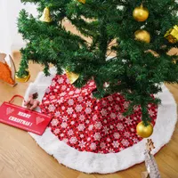 Vendita calda ornamenti natalizi gonna ad albero 48 pollici pelliccia sintetica nastro fiocco di neve albero di natale gonna albero per feste decorazioni natalizie