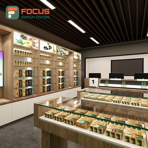 Heavy Duty Smoke Shop Display Cabinet Wood Glass Showcase Counter LED <b>Lighting</b> Tobacco Display Cabinet - Product Image 2