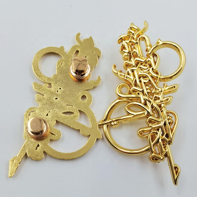Wholesale Customized Metal 3D Hollow Design Pins Customized Personalized Shapes Gold-plated Badges