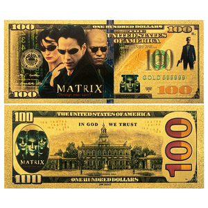 Billetes de Banco de Polímero con Diseño Personalizado de la <span class=keywords><strong>Película</strong></span> Matrix, Recuerdo de EE. UU., Billetes de Banco Chapados en Lámina de Oro, Producto de Artesanía Metálica - Product Image 3