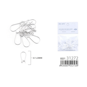 Ganci per orecchini Ilan 0,7x20 mm colore argento per la creazione di gioielli 12 pezzi - Product Image 1