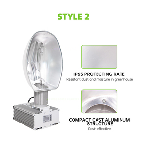 Lámpara Hortlight HLB-600SW-400V <span class=keywords><strong>600W</strong></span> HID <span class=keywords><strong>HPS</strong></span> de Espectro Completo para Crecimiento y Floración, CRI 90, IP65, Aluminio, 400-700 Mol/ms PPFD, 220V - Product Image 3