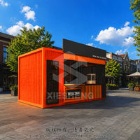 Mobiele restaurantkiosk van zeecontainers, modulaire foodkraam, fastfoodkeuken, pop-up stand voor buiten catering