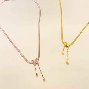 Collar de Acero Inoxidable de Lujo al por Mayor, Colgante Esmerilado Dorado, Cadena de Moda, Borla de Acero de Titanio, Collar de Mariposa para Mujer - Product Image 4