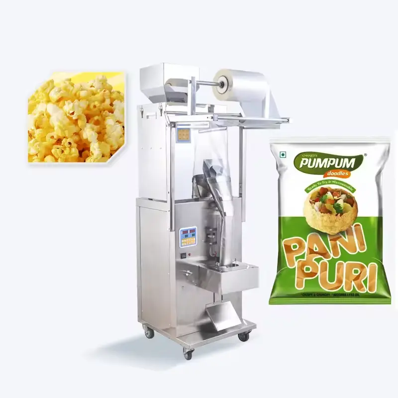 Voedselverpakking Pop Corn Pani Namkeen Zeep Zakje Popcorn Snack Granule Verpakking Machine Lage Prijs Verticaal