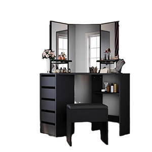 Modern <b>Vanity</b> Desk Large Drawers Removable <b>Mirror</b> Dimmable LED <b>Lights</b> 3 Lighting Modes Adjustable Bathroom Living Room 3D DESIGN - Product Image 1