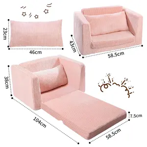 Children's sofa Pink Teddy Plush full sponge small sofa removable and washable girl cute princess baby small chair