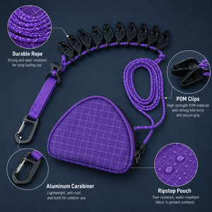 Corde à linge portable OEM pour camping en extérieur avec 12 pinces, corde réglable et pochette de rangement - Product Image 4