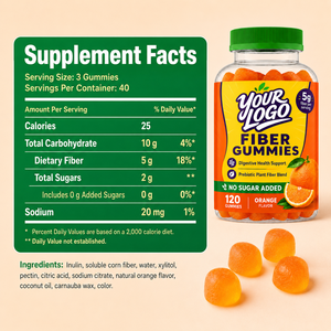 Bestseller orange Gummies 5g Fiber Per Serving Prebiotic Plant Fiber Digestive Support No Sugar Orange Flavor Dietary Supplement - Product Image 5
