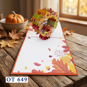Carte pop-up 3D tendance, best-seller, design personnalisé, fleur en papier faite à la main, couronne de Thanksgiving et du Nouvel An chinois - Product Image 3