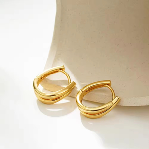 Pendientes con Brillo Metálico Premium, Cómodos y Estables de Usar, Forma Geométrica, Líneas Suaves, Capas Visuales Ricas, Versátiles - Product Image 6