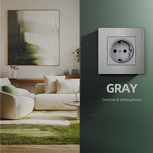 Grigiastro in alluminio spazzolato presa di corrente a parete serie <span class=keywords><strong>S</strong></span> presa elettrica incassata presa tedesco presa 16A 220-250V - Product Image 4
