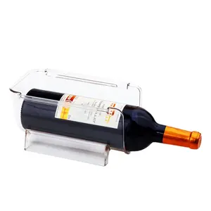 自立型オーガナイザークリアプラスチックワインボトルホルダー冷蔵庫またはキッチンカウンター用の積み重ね可能なワイン収納ラック