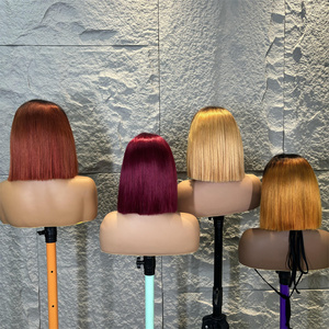 Parrucca Bob Ombre in <span class=keywords><strong>Capelli</strong></span> Vietnamiti Double Drawn con Frontale in Pizzo, Cuticole Allineate, Naturale, Senza Colla, Colorata, HD Lace - Product Image 2
