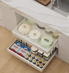 Organisateur de placard extensible adhésif, tiroir de rangement coulissant pour armoire de cuisine - Product Image 6
