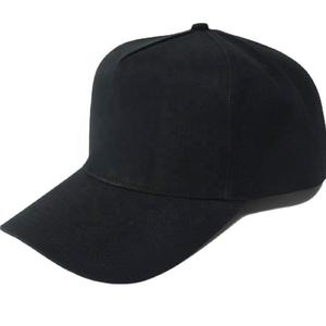 Custom Design 5 Panel a Frame Hats Flat Embroidery Fit Blank <b>Black</b> Wholesale Logo <b>Men</b> Sports Baseball <b>Cap</b> - Product Image 1