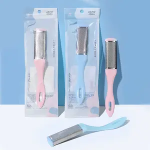 LMLTOP Personal Stainless Steel Pedicure Tools Cyan Pink Color Remove Dead Skin And Calluses 1 Piece Curved Foot Files C0302
