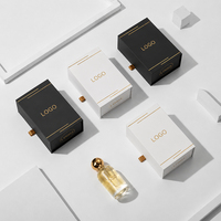 Caja de Regalo Magnética Negra de Lujo con Logotipo Personalizado, Cajas Rígidas de Papel con Cajón para Botellas de Perfume de 30 ml y 50 ml
