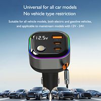 Chargeur de voiture rétractable à charge rapide de type C 12-24V avec indicateur lumineux LED et garantie d'un an