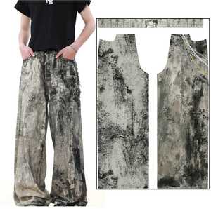 <span class=keywords><strong>Jeans</strong></span> <span class=keywords><strong>Cargo</strong></span> de Pierna Ancha con Efecto Gráfico de Diamantes de Imitación, Lavado, con Estampado Digital Completo en Tela Vaquera Blanca de Diseño Original para Hombre - Product Image 6