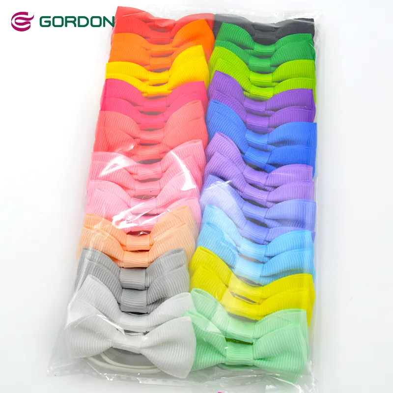 Gordon pita 40 buah/20 warna pita rambut bayi perempuan Grosgrain/pita Spiral busur dengan pita elastis untuk rambut anak perempuan remaja