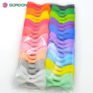 Gordon Ribbons 40 PCS/ 20 Color Baby Girl Hair Bows Grosgrain/Spiral Ribbon Bow With Elastic Band For Girls Hair Girls Teens