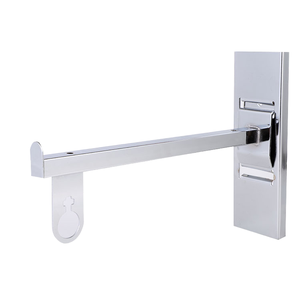 Supporto Regolabile in Acciaio Cromato Argento per Espositori a Parete, Staffa Singola 18*18mm per Tubi Quadrati e Rotondi 18*18mm - Product Image 3