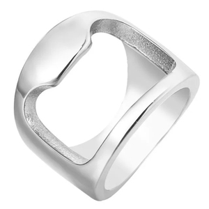 yunnique - Bague ouvre-bouteille géométrique en acier inoxydable, bijoux unisexes, cadeau - Product Image 1