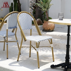 Patio Café Meubles Jardin Ensemble Rotin Bambou Restaurant Hôtel Extérieur Parisien Bistro Table Et Chaises - Product Image 3
