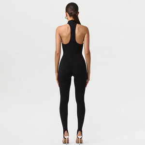 Body de Mujer con Cuello Halter, Color Sólido, Alta Elasticidad, Ajuste Delgado, Ropa Deportiva - Product Image 2