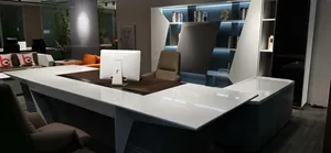 Üst düzey yöneticiler için uygun lüks tasarım ve kablosuz şarj fonksiyonu ile Modern beyaz parlak ceo'su ofis mobilyaları.