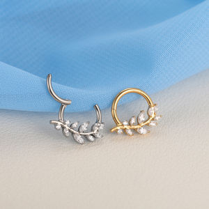 Lingchee ASTM F136 Anillo de aro de segmento de titanio Anillo de segmento de hierba de titanio Septum Clicker Piercing para el cuerpo Pendientes para fiesta - Product Image 2